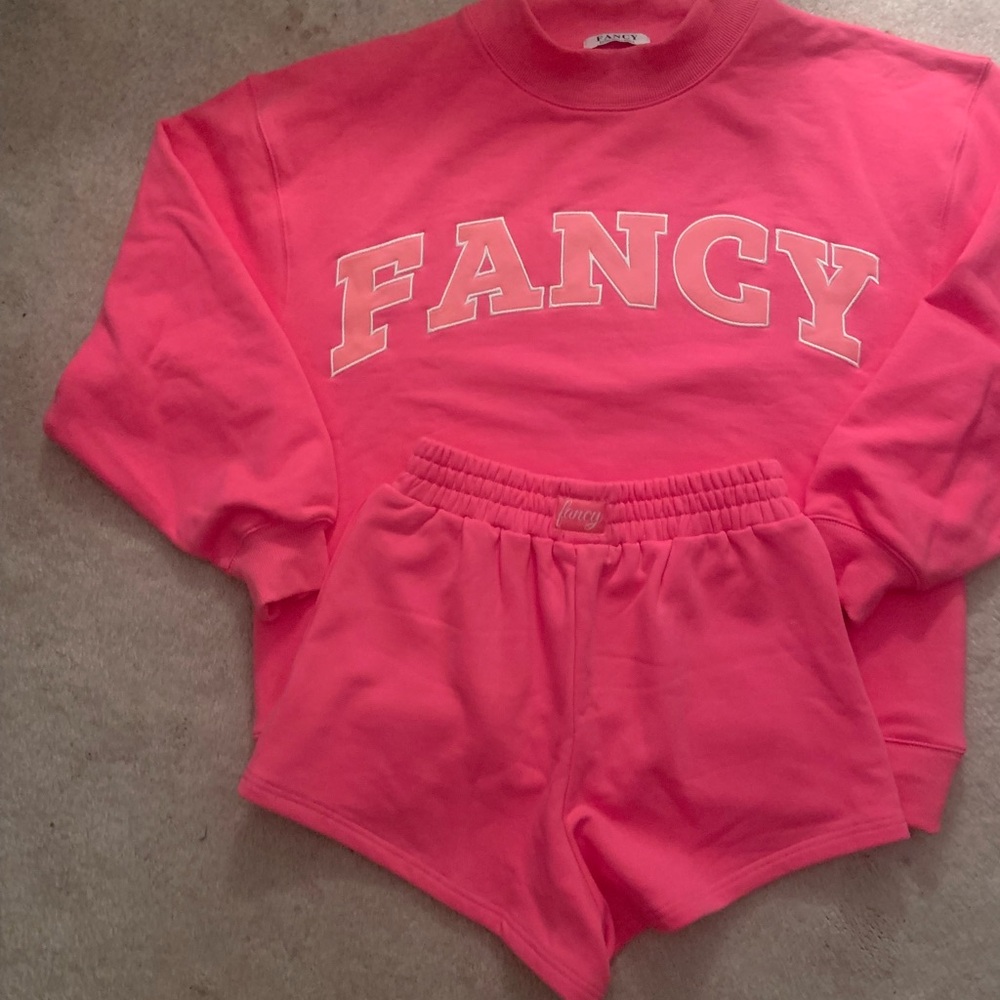 Fancy Women's Hot Pink Sweatshirt & Shorts Set